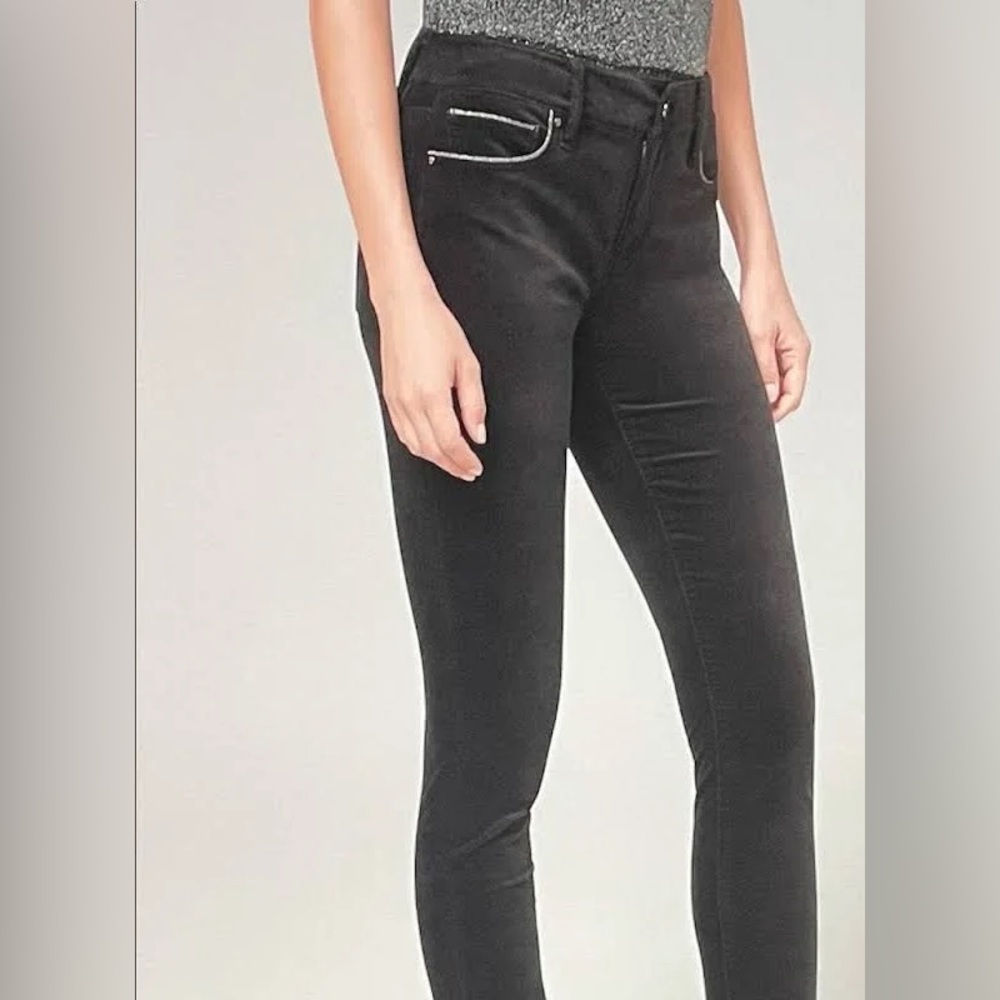 White House Black Market Mid-rise Velvet Black Skinny Jeans Size 2
